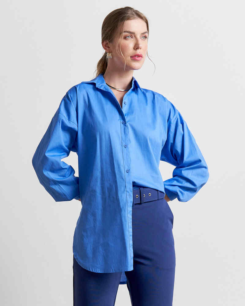 Camisa Feminina Tricoline Oversized - CombinaCom